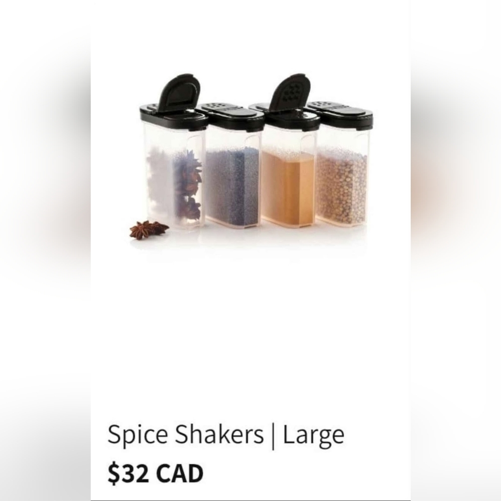 Tupperware Spice Shaker Set with Black Lids
